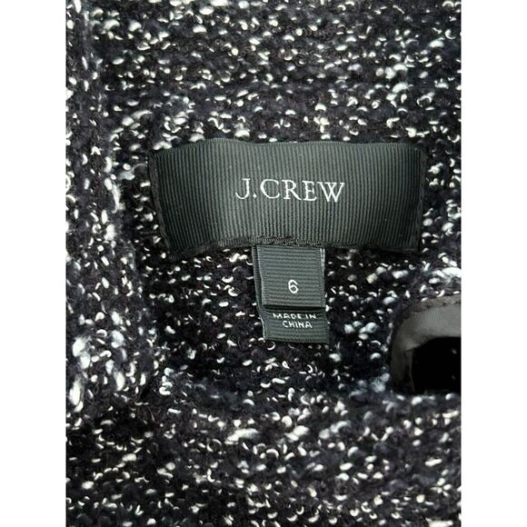 J.Crew Tweed Boucle Marled Motorcycle Jacket Zipper Sleeves in Navy Blue Size 6 - Picture 6 of 11